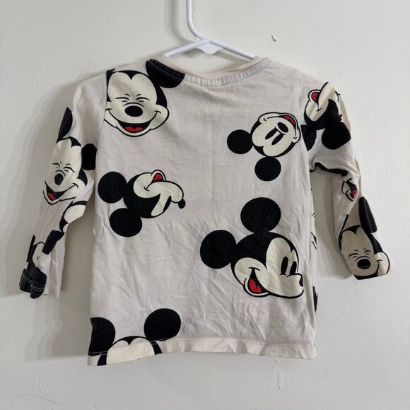 H&M Disney Mickey Mouse White Long Sleeve Shirt Top Size 12 Months 100% Cotton - Picture 5 of 5